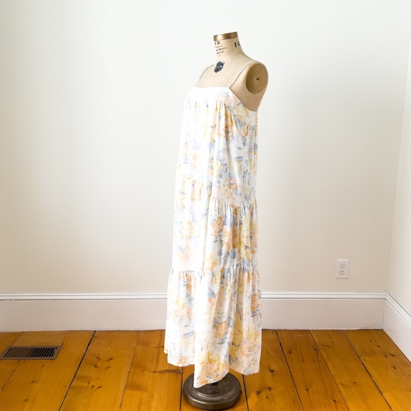 Abercrombie & Fitch Preppy Linen Tiered Floral Cottagecore Maxi Dress -  L Tall - Picture 4 of 16